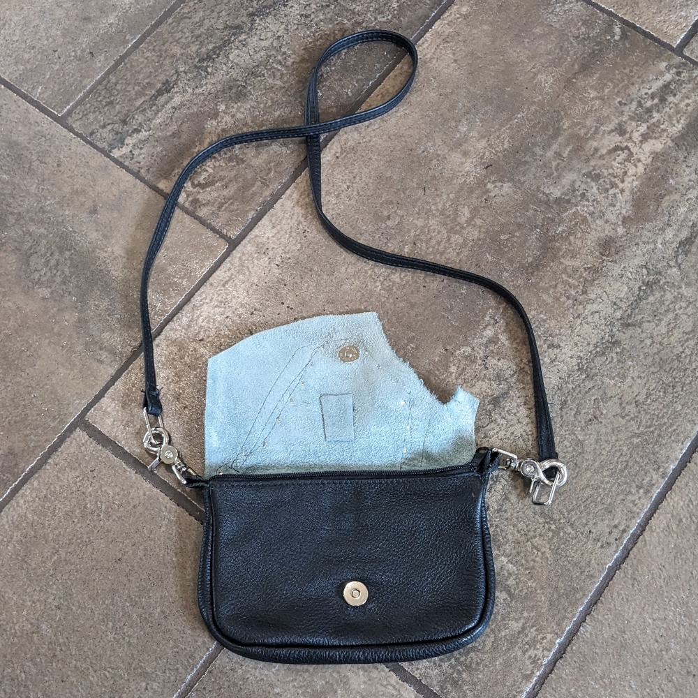 Vintage Avant Garde Stagecoach Western  Leather Crossbody Bag Turquoise & Black - Picture 6 of 14